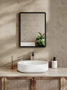 LIVINGANDHOME Living And Home Rectangular Wall Mirror - Rustproof Aluminum Frame With Anti-Fog Glass (Black) - Black (48*63cm) - View 3