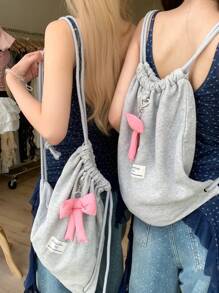 حقيبة ظهر بسحاب وفيونكة عصرية، حقيبة ظهر قابلة للطي سعة كبيرة مناسبة للنساء وطلاب الجامعة، تتناسب تماما مع إكسسوارات الحقيبة، حقيبة ظهر أنيقة للمدرسة