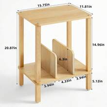 LELELINKY 2-Tier Bamboo Record Player Stand With Vinyl Record Storage Up To 100 Albums, Boho Bedroom Record Holder And Multi-Functional End Table For Living Room, Natural - White - View 11