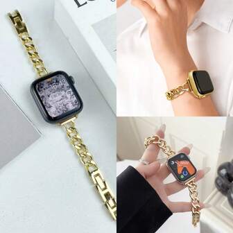 1Pc The New Simple Buckle Metal Chain Strap AppleWatch Band Straps, Apply To AppleWatch Band 10/8/9/7/6/5/4/3/2/1 Series Straps, And Watch Band Ultra40mm 38/40/41/42/44/45/46/49mm Women's Fashion Bracelet Accessories. Best Gift For Girlfriend And Friends,Wearing It Is Neither Stuffy Nor Comfortable, Very Suitable For The Wrist,Only Strap, Excluding Watch And Case ﻿