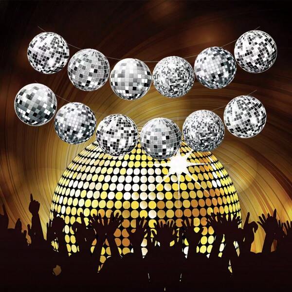 12 piezas Decoraciones de fiesta con tema de discoteca, Banderín colgante, Adecuado para bar, fiesta, cumpleaños, decoración de ambiente nocturno