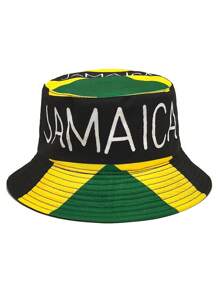 1 件女士/男士牙买加字母印花渔夫帽，时尚休闲百搭遮阳帽，适合户外运动、通勤、徒步旅行、钓鱼、海滩、情侣，适合日常使用 - A - 查看 12