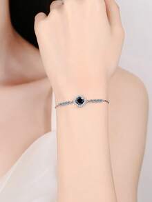 1pc Elegant Versatile 925 Sterling Silver 1 Carat Moissanite Bracelet, Suitable For Women's Daily Wear And Formal Events, Jewelry Gift