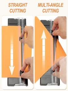 1 pieza Cortador de papel manual compacto - Cortador de fotos mini multicolor con patrón de cuadrícula, para un corte preciso, ideal para scrapbooking y manualidades, plástico duradero, hoja deslizante bidireccional compacta y portátil, para cortar papel, recortar fotos, manualidades, útiles escolares y de oficina, uso doméstico. Estilo de color aleatorio