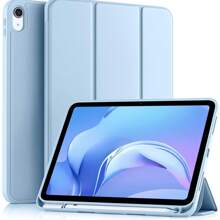 IPad Tablet Case Compatible With IPad (A16) 11th Generation Case 11 Inch 2025, For IPad 10th Generation Case 10.9 Inch 2022 With Pencil Holder, Slim Trifold Stand Protective Cover With Soft TPU Back, Sky Blue