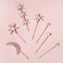 Conjunto de grampos de cabelo com strass em forma de estrela e lua, 2/5/6/7/8/18 peças, acessórios de cabelo para festas de fim de ano para mulheres