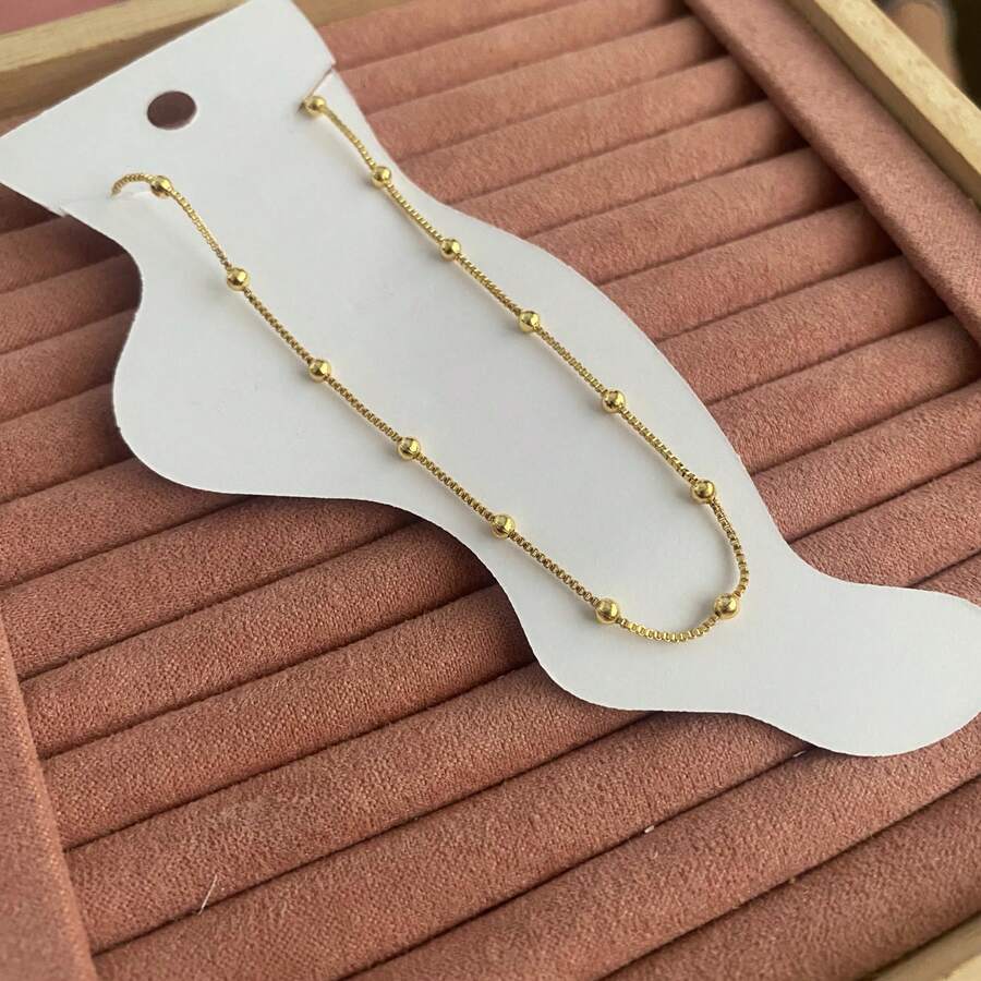 Tornozeleira Bolinha Folheado a Ouro - Dourado - Visão 1