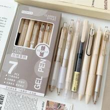 7/6支/套伸缩圆珠笔组合套装，多种颜色，快干墨水，适合学生，黑色