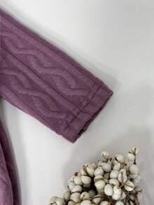 1pc Baby Girls' Cute Rabbit Pattern Padded Romper, Round Neck Long Sleeve Footed Jumpsuit, Suitable For Infant Daily Casual Wear