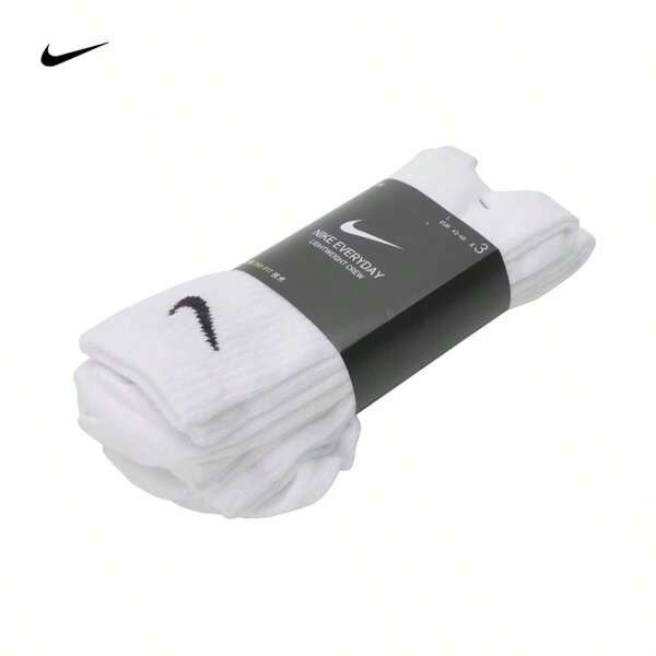 Nike 3 Pairs NIKE White Moisture-Wicking Cotton Sports Socks, Unisex Basketball Socks, Casual Training Athletic Socks, Long & Short Styles SX7676-100