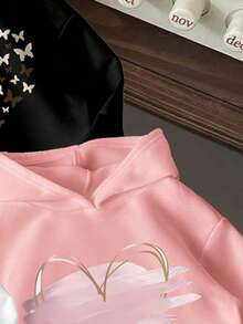 Set de 3 sudaderas con capucha cálidas con estampado de corazón para niños pequeños - Multicolor - Ver 5