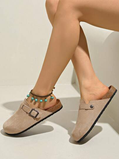 Mules de mode casual confortables à bout rond et semelle épaisse, nouvelle collection printemps pour femmes