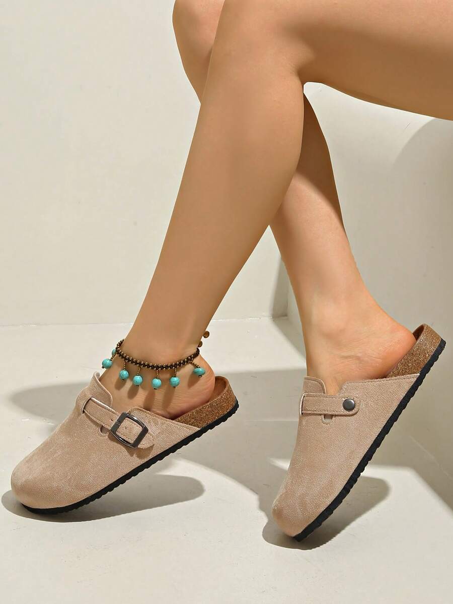 Women's Spring New Round Toe Thick Sole Comfortable Slip-On Casual Fashion Mules - Apricot - View 1