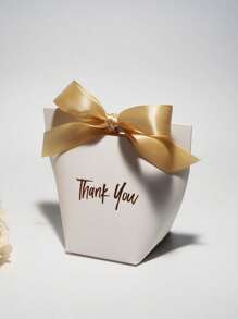 10 pezzi Scatola regalo in carta premium bianca con nastro, elegante: scatola regalo in carta con scritta dorata 'Grazie' | Nastro raffinato | Perfetto per Natale, matrimoni, festa di nascità e altro ancora