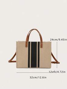 Yogodlns 極簡主義彩色拼接布手提包,全配貯物肩袋,女士上班簡約包 - 彩色 - 查看 11