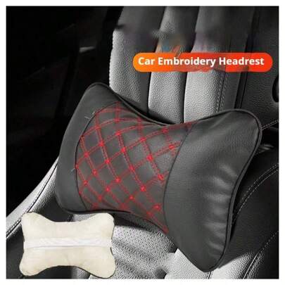 1 peça de almofada de couro sintético para pescoço de carro, acessórios universais para interior de carro