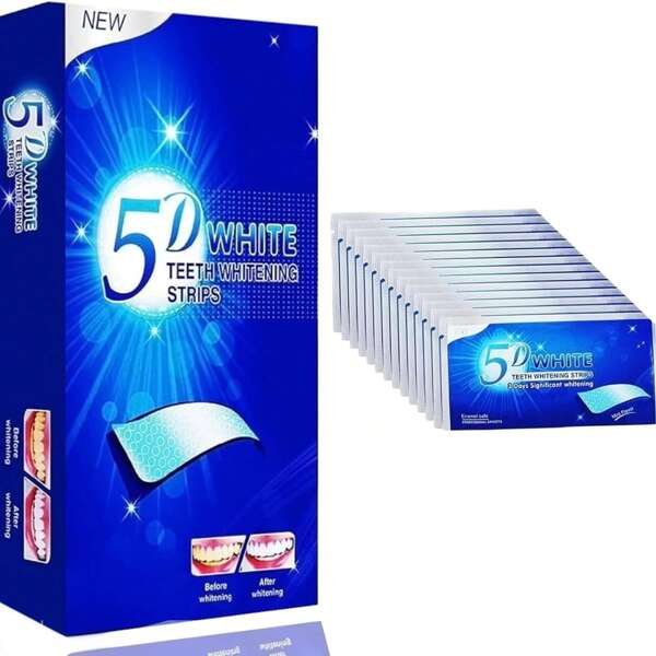 Whitener Strips 5D Teeth Whitening Strips,Teeth Whitening Strips, Effective Teeth Reduced Sensitivity White Strips, Clean Teeth Safely, Stains Remover For Coffee, Wine, Tobacco (14 Packs)
