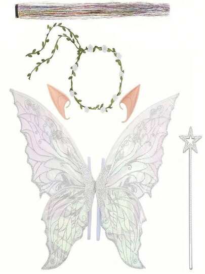 1pc Sparkle Butterfly Wings - Dazzling Golden & Purple Iridescent Fairy Wings For Women, Carnival Costume Accessories, Halloween Christmas Party Performance Props, No Batteries Needed