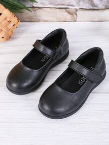 Ein Paar Kinder-Schuhe für Frühling und Herbst, modische Campus-Schuhe, Mädchen-Ballerinas, schwarze Schuhe aus Kunstleder, tägliche Freizeitkleidung, weich und bequem, Mädchen-Campus-Schuhe, Schulanfang - Schwarz - Übersicht 2