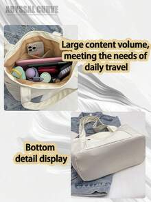 Vintage Solid Color Tote Bag For Women, Fashion Multiple Pockets Hobo Shoulder Bag, Large Capacity Top Handle Vacation Travel Underarm Storage Bag, Casual Handbag Commuting & Going Out, Portable Square Shopping Messenger Bags For Daily Use, Literary School Bag & Book Bag For Women Or Students, Perfect For Books, Shopping, Back To School And More - 彩色 - 查看 4