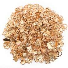 20/30/50/100入組批發手工飾品製作吊墜，隨機混合金色KC黃合金吊墜裝飾，適用於項鍊手鍊製作和手工藝品供應