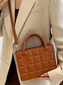 1 pieza Bolso con textura de moda, con relieve en forma de rombo, para uso diario