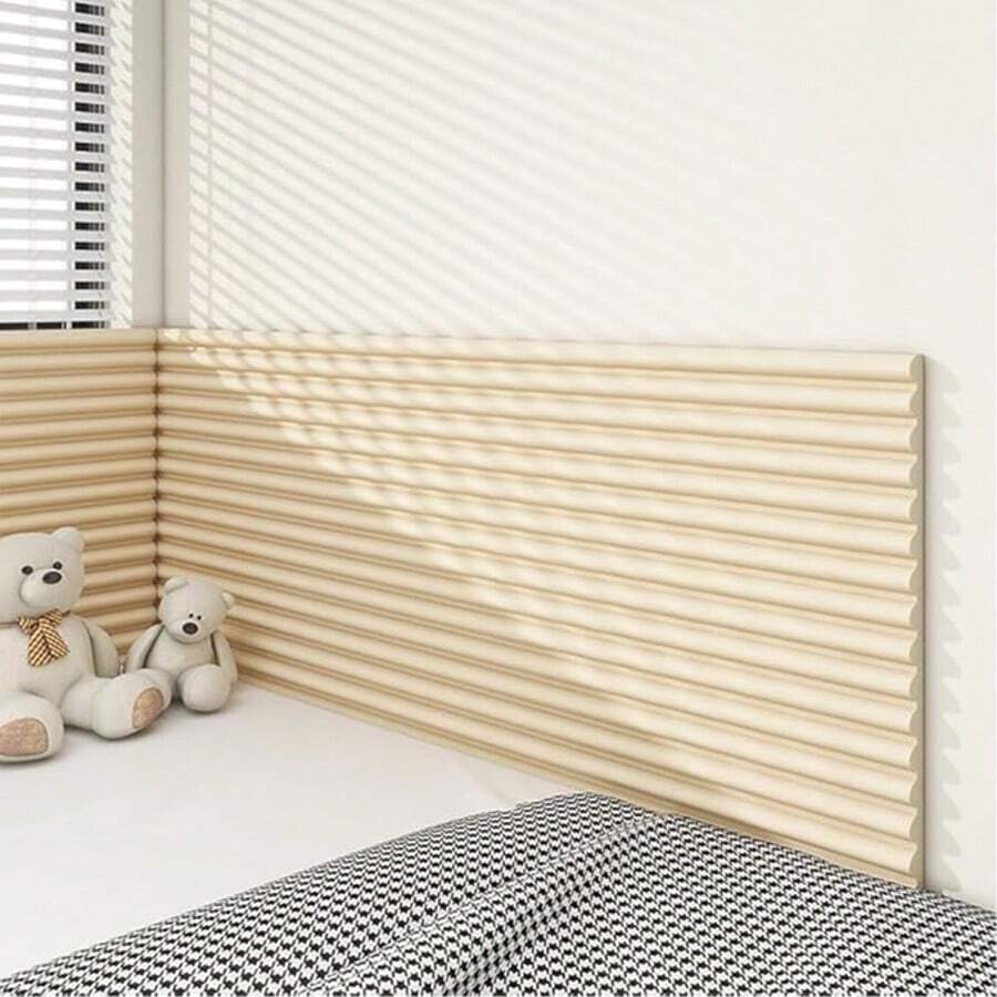 1 pieza Panel de pared de espuma suave, decoración de pared de dormitorio extra suave y gruesa, protector de cabecera, protector decorativo de esquina para sala de estar y dormitorio - Tira protectora extra ancha y extra gruesa tipo W para el hogar