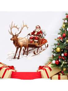 1pc Window Sticker Christmas Atmosphere Santa Claus Elk Giving Gifts Decorative Sticker PVC Sticker Material Removable Self-Adhesive Easy-To-Tear Sticker Suitable For Window Decoration Glass Sticker Window Sticker Home Decor Wall Sticker Home Decoration Make Your Life Brand New Holiday Decoration Sticker Birthday Graduation Gift  Christmas Decor  Christmas Decorations Stickers Wall Stickers Room Decor Wall Decor Christmas Decoration - Multicolor - View 6