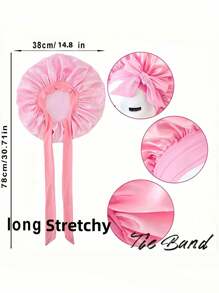 1pc Bow Floppy Band Sleeping Hat Beauty Cleaning Hair Care Hat Moon Hood Hat Wide Brim Elastic Hat Women's Solid Color Brim With Elastic Band, Fashionable And Comfortable Sleeping Cap, Breathable And Soft, Suitable For Long And Curly Hair, Non-Slip, Suitable For Sleeping, Home And Daily Use, Hair Care Cap Back To School