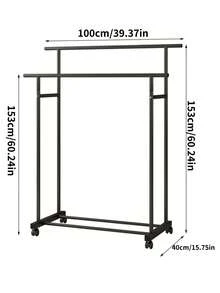 Freestanding Clothes Rack With Wheels, Multifunctional Garment Hanger, Lightweight Luxury Home Use, Easy Balcony Drying Rack With Double Pole - Multicolor - View 12