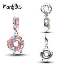 Manyilus Manyilus 1 Stück Sterling Silber Strandcharms im Vintage-Stil, Sommer Charms wie Palme, Kokosnussbaum, Strandkorb, kleiner Ente, Schwimmring, Pantoffeln, Strandmuscheln, rosa Donut, Eiscreme, Erdbeere, Biene, Anhänger & Perlen, geeignet für Armbänder und Halsketten, DIY Schmuckherstellung, Geschenk für Freunde und Liebhaber