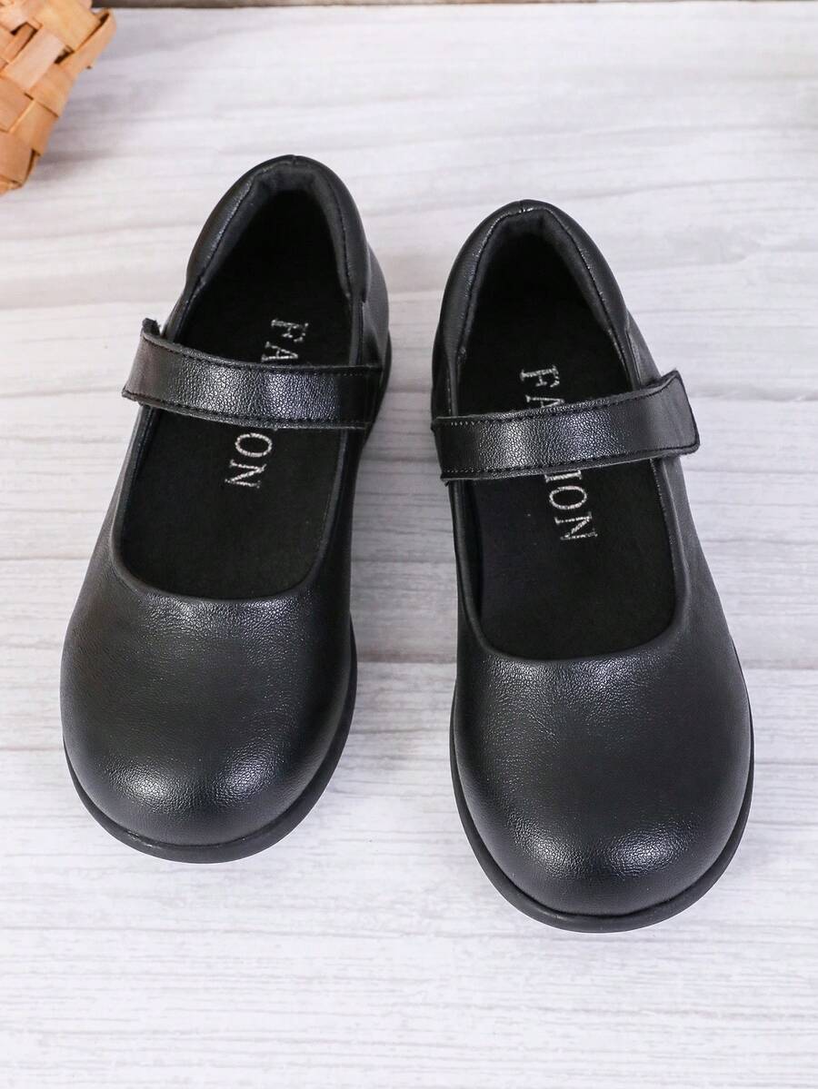 Ein Paar Kinder-Schuhe für Frühling und Herbst, modische Campus-Schuhe, Mädchen-Ballerinas, schwarze Schuhe aus Kunstleder, tägliche Freizeitkleidung, weich und bequem, Mädchen-Campus-Schuhe, Schulanfang - Schwarz - Übersicht 1