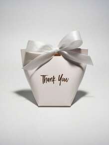 10 pezzi Scatola regalo in carta premium bianca con nastro, elegante: scatola regalo in carta con scritta dorata 'Grazie' | Nastro raffinato | Perfetto per Natale, matrimoni, festa di nascità e altro ancora