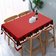 152*259cm (60*102 Inches) Red Christmas Tablecloth, Waterproof, Stain-Resistant, Washable, Suitable For Christmas, New Year, Family Gatherings, Outdoor Parties - Multicolor - View 2