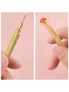 1pc (Random Color) Nail Art Hole Punch Tool, Alloy Nail Drill Bit, Nail Piercing Tool, Nail Art Accessory