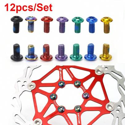 Set de 12 tornillos de fijación de color para disco de freno de bicicleta de montaña de 5 mm x 10 mm, fabricados en acero de aleación, ligeros, tornillos Torx T25, para un frenado , adecuados para bicicletas de montaña, fácil instalación