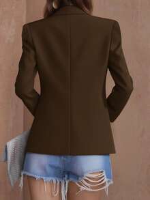 Damen eleganter Pendler-Blazer mit Schalkragen und Gigot-Ärmeln in Unifarbe, Herbst/Winter