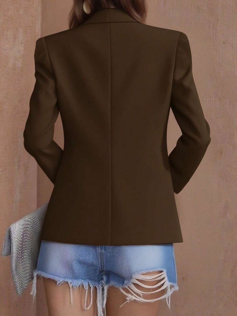 Damen eleganter Pendler-Blazer mit Schalkragen und Gigot-Ärmeln in Unifarbe, Herbst/Winter