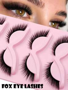 5 Pairs Faux Mink Eyelashes, Soft & Fluffy Fox Eye Effect False Lashes, Strip Lashes - Cat Eye Lashes - View 1