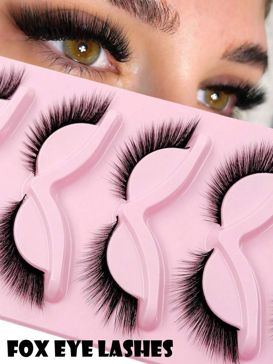 5 Pairs Faux Mink Eyelashes, Soft & Fluffy Fox Eye Effect False Lashes, Strip Lashes - Cat Eye Lashes - View 1