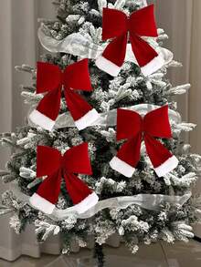 Nuevo conjunto de 3 piezas con lazo 2025, gran lazo rojo navideño, accesorios de decoración de fiesta, adornos para el árbol de Navidad, accesorios de embalaje de regalos navideños, decoraciones navideñas para el hogar, decoración de habitaciones de invierno