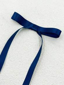 2pcs Ballet Style Long Ribbon Bow Hair Clips, Fashionable & Cute Hair Accessories For Women, Suitable For Any Occasion, Claw Clips, Hair Claws, Hair Slide, Hair Barrettes - Navy Blue - View 4