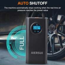1PC Black Tire Inflator, Portable Air Compressor, 150PSI Car Electric Air Pump, Cordless Tire Air Pump, Car Air Pump, 7.4V 2*1500mah Li-Ion Battery With LED Lights And Digital Display For Car/Motorcycle/Bicycle/Basketball. Car Accessories/Gifts.