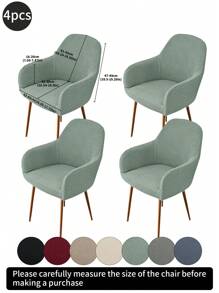 1pc Solid Striped Curved, High Elastic Dust-Proof Full Cover Chair Slipcover, Suitable For Hotel, Living Room, Study, Dining Room, Daily Use, Available In Black, Gray, Beige - Multicolor - View 24
