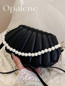 Crossbody Bags For Women, Shell Shaped Crossbody Bag, Fashionable Mini Shoulder Bag, Women's Faux Pearl Chain Handbag, Elegant Shell Purse Perfect For Parties Weddings Dinners & Banquets Matches Wedding Dresses Formal Wear Prom Gowns Birthday Outfits - 彩色 - 查看 6
