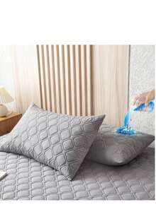 Cubre Colchón Impermeable Con Funda De Almohada QUEEN SIZE - Gris - Ver 2