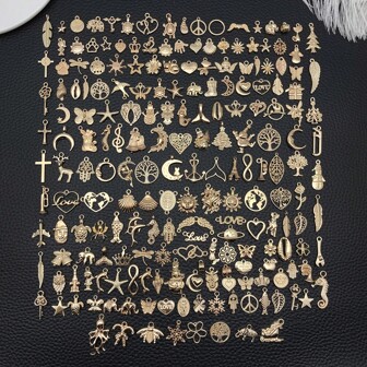 20/30/50/100入組批發手工飾品製作吊墜，隨機混合金色KC黃合金吊墜裝飾，適用於項鍊手鍊製作和手工藝品供應