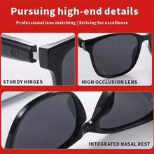 SENBONO AI Translation Smart Glasses With 100+ Languages, Wireless Calls, Music Control, Voice Assistant, Rechargeable, Black Frame, Ideal For Travel & Office Use, Realtime Language Converter | Sleek Eyewear Design | Highquality Audio - Black - View 6