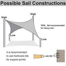 遮阳帆，户外花园遮蔽 95% 紫外线遮蔽遮阳篷，天井花园庭院后院露营泳池遮篷 - 灰色 - 查看 9