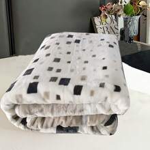 Cozy Reversible Plaid Thermal Blanket - Soft Knit Fabric, All-Season Use For Bedroom, Office, Or Camping, Machine Washable, Mixed Colors (Black, White, Brown), Office Nap Blanket | Cozy Bedroom Decor | Soundwave Technology Embossed Texture - Brown Gray - View 1